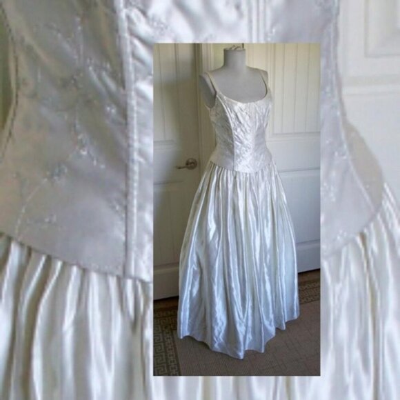 Jessica McClintock Gunne Sax Millennium 2000 White Metallic Gown Size 9 - Picture 1 of 6